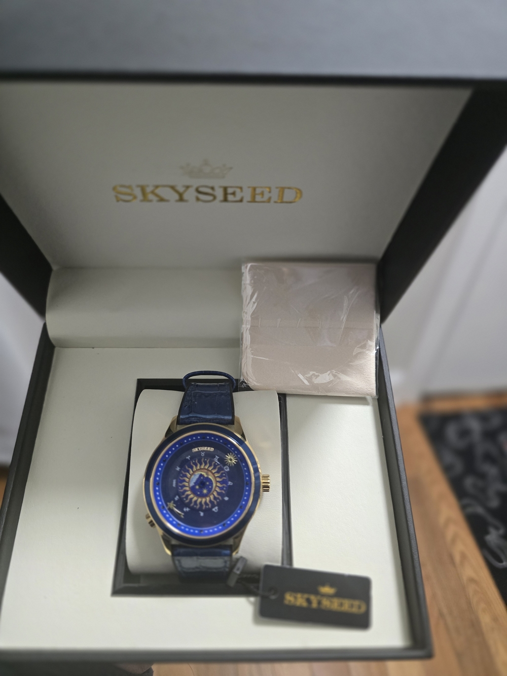Skyseed Mechanical Men's Blue Dial Leather Strap Watch